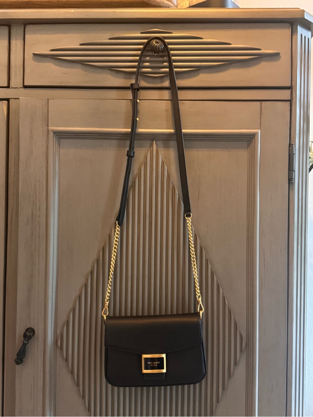 kate spade Black Mini Crossbody with Gold Chain